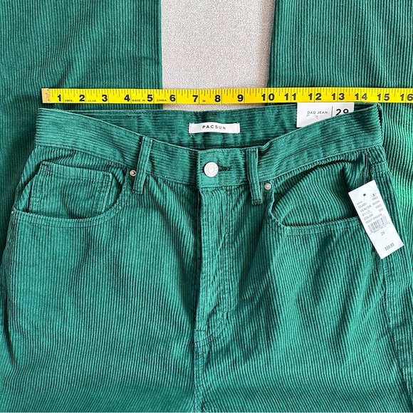 Pac Sun High-Waisted Dad Jeans Corduroy Pants. Deep Green. Size 29. - Picture 9 of 11